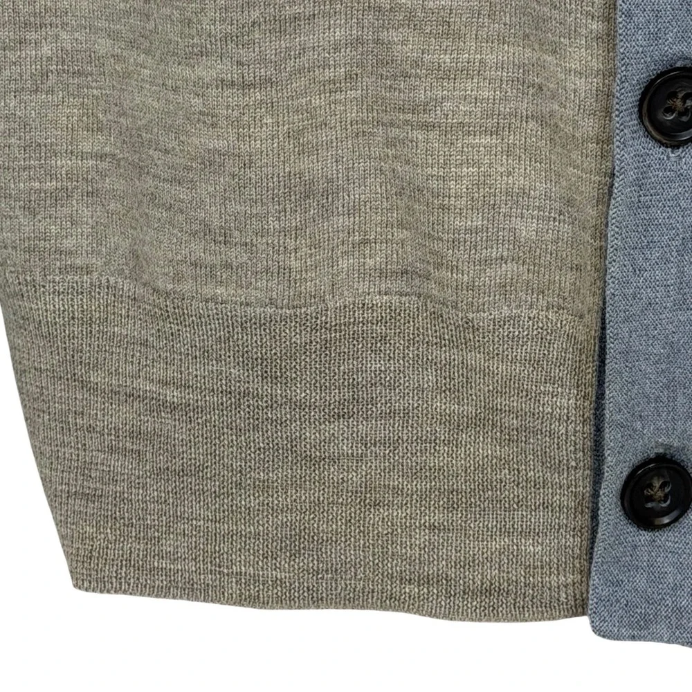 Banana Republic Men's Extra Fine Merino Wool Button Cardigan Tan Grey Size Large